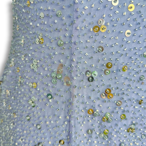Vintage Cache Lavender Purple Silk Beaded Sequins Halter Gown Dress Size 8 - Picture 10 of 10